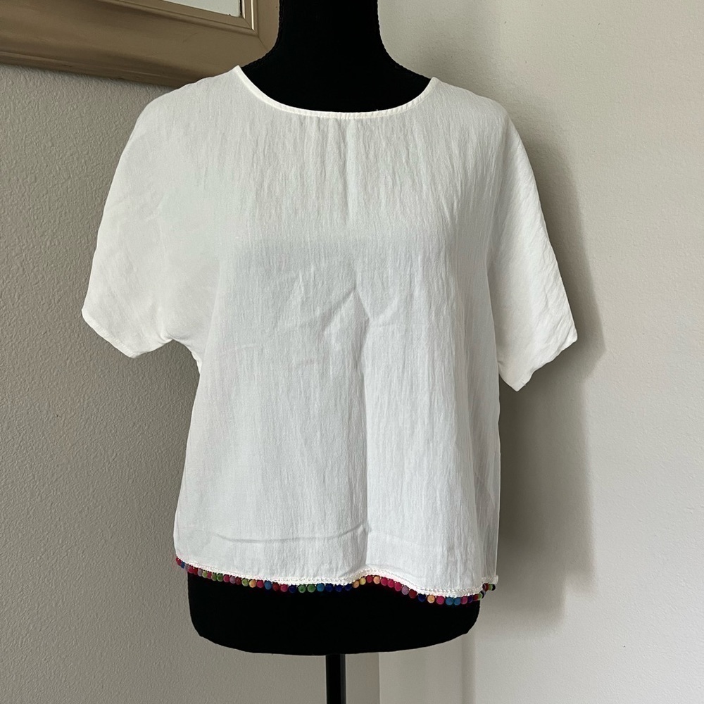 Lumiere Colorful PomPom Tasseled Boxy Top